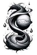 line work with drops of jupiter tattoo design idea