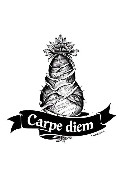 The tattoo should contain the "Carpe diem" document, possibly in capital letters, in a similar design as the Thu tattoo design idea