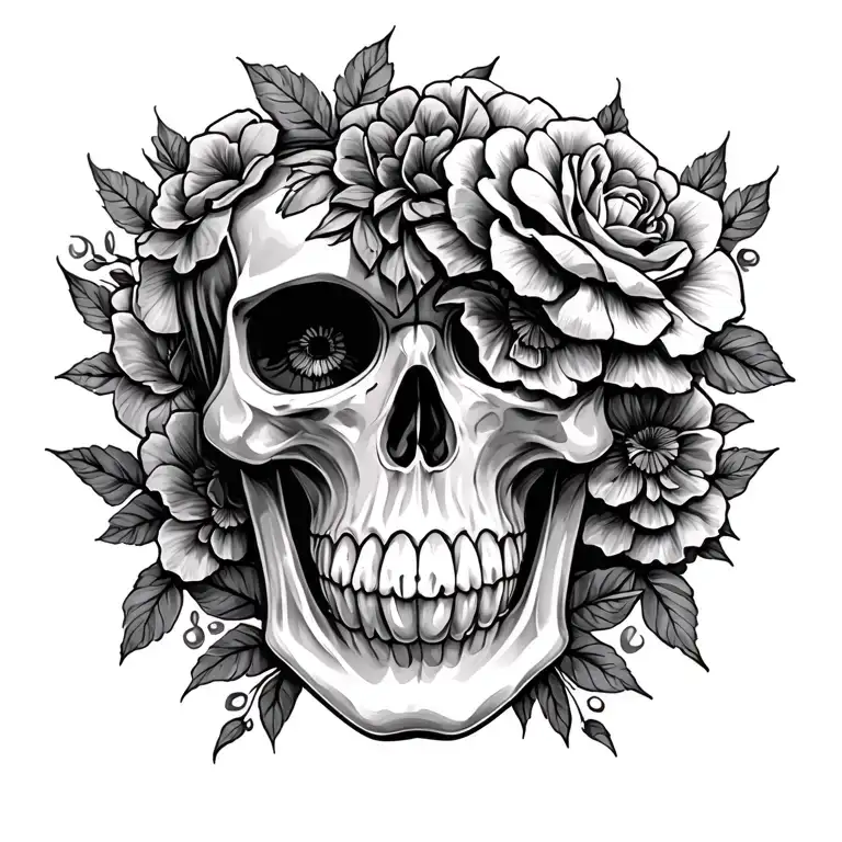 Girly Skull tattoo design idea