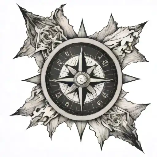 compass card surrounded by mount everest on North tattoo design idea