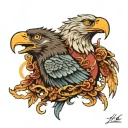 eagle and wolf tattoo design idea