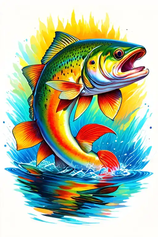 Rainbow trout tattoo design idea