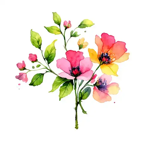 Hawthorn and sweet pea flowers tattoo design idea