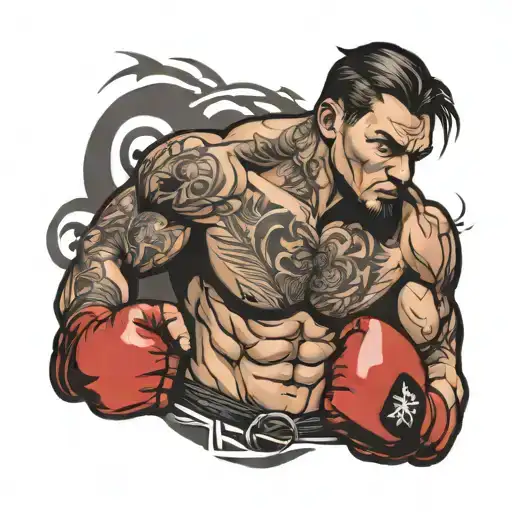 mma fighter man tattoo design idea