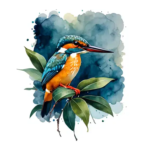 kingfisher on orchid tattoo design idea