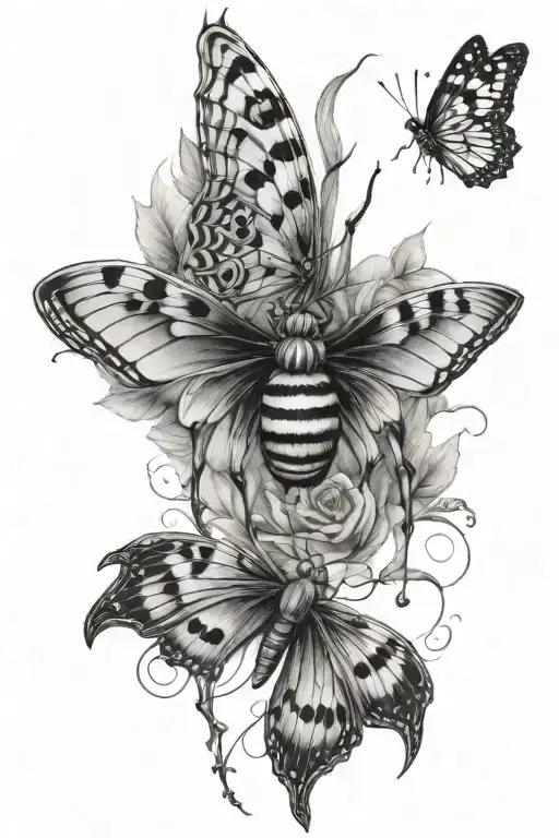 spider and butterfly 1 half of the tattoo design idea
