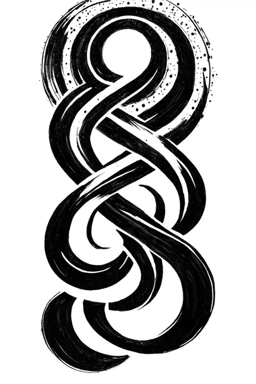 enso circle (brushstroke or dotted or brushstroke and dotted) merged with the external knot(3D geometrical or dotted 3d) tattoo design idea