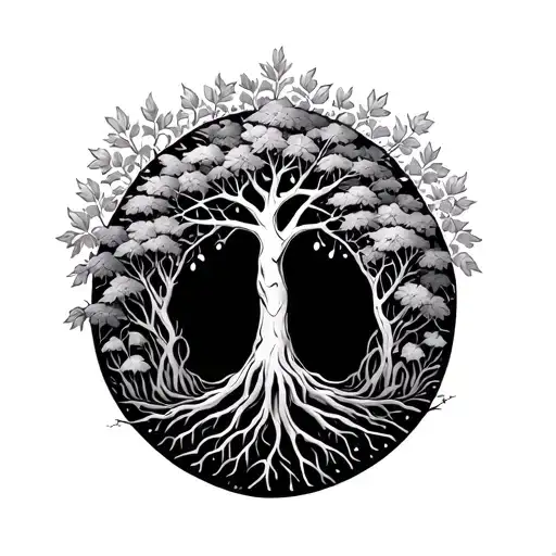 I like the tree of life concept (	A thin, ethereal Tree of Life could rise from behind the gate or grow along one pec, i tattoo design idea