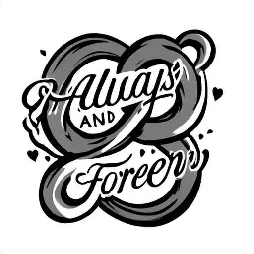 infinity symbol with text saying always and forever tattoo design idea