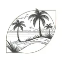 3 beach scene with palm trees tattoo design idea