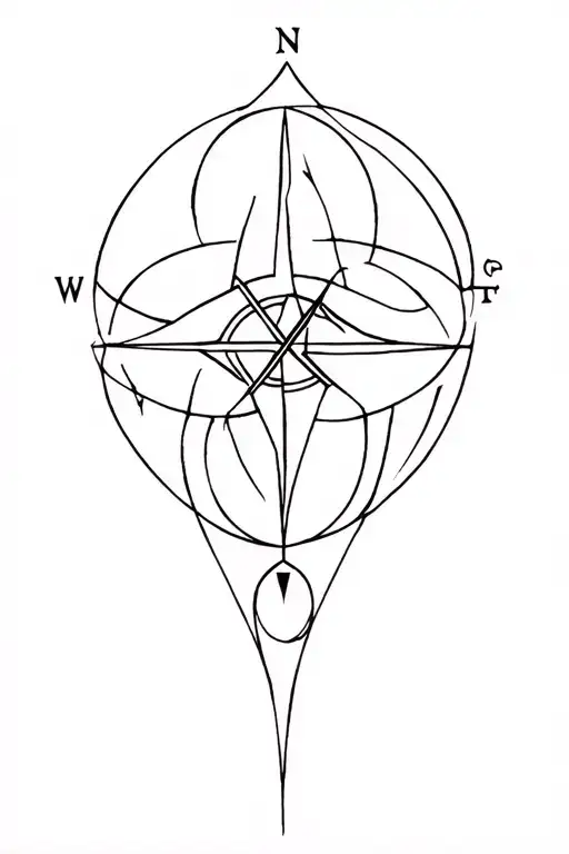loki norse mythology, compass rose, infinity loop tattoo design idea