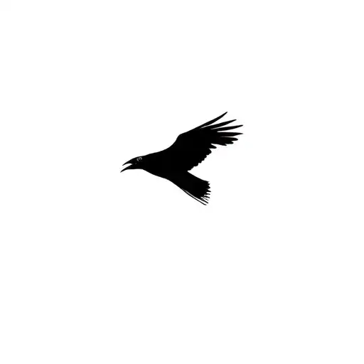 small black raven flying facing front tattoo design idea