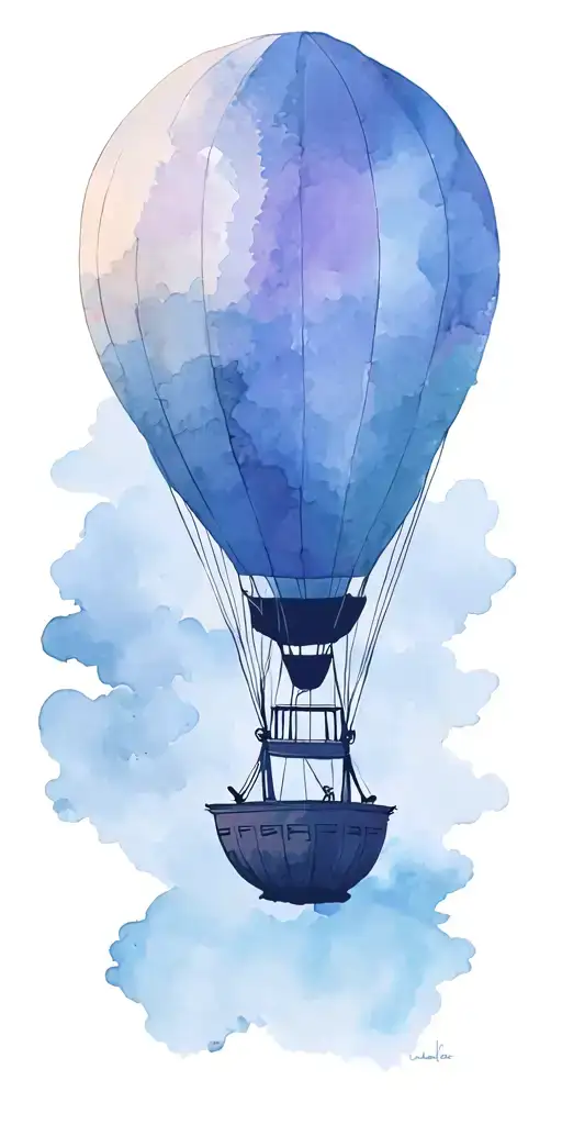 hot air balloon anchored to the ground tattoo design idea