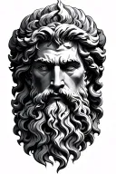 Poseidon zeus face tattoo design idea