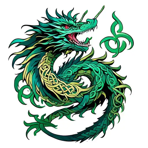 celtic dragon intertwined tattoo design idea