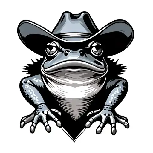 frog wearing cowboy hat tattoo design idea