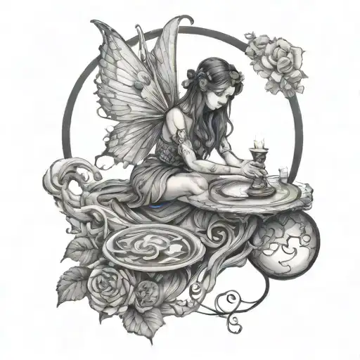 fairy doing a seance tattoo design idea
