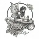 fairy doing a seance tattoo design idea