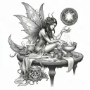 fairy doing a seance tattoo design idea