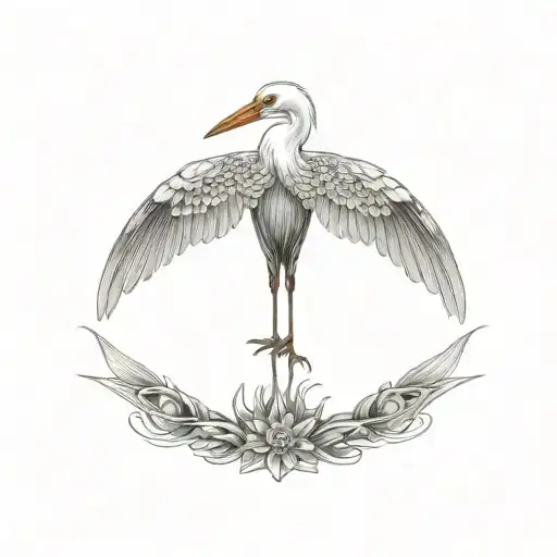 cover up egret tattoo design idea