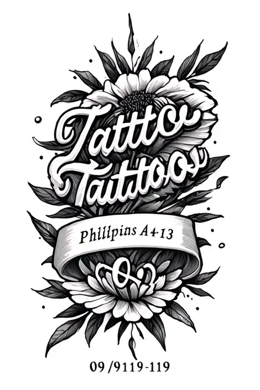 "09/01/19"  Philippians 4:13 written tattoo design idea