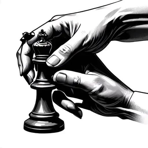 women hand and chess piece tattoo design idea