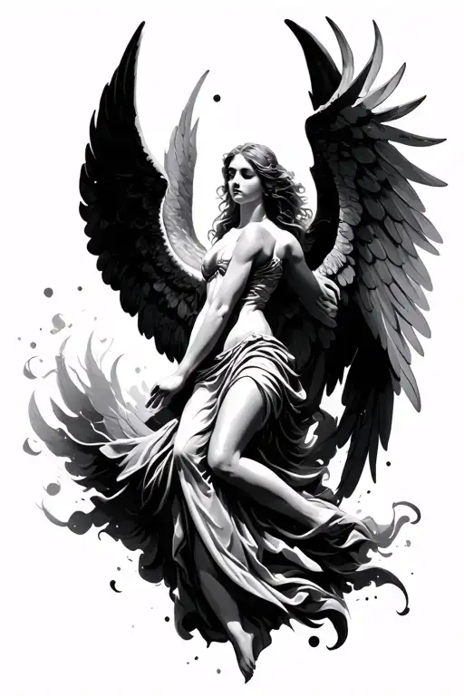 angel falling tattoo design idea