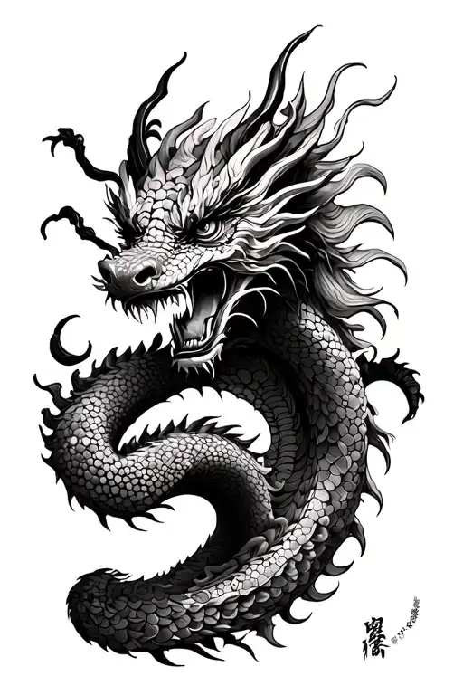 chinese dragon cyberpunk style tattoo tattoo design idea