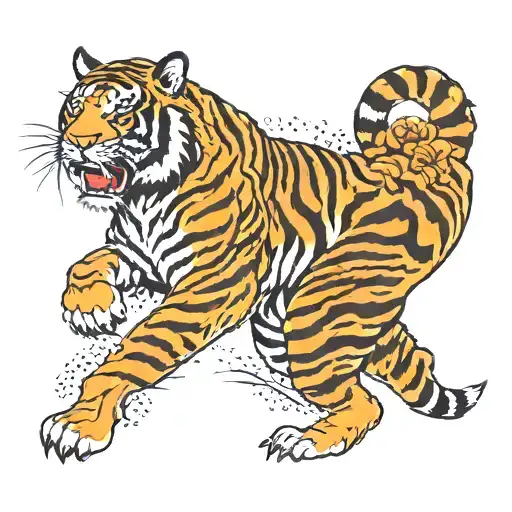 tiger walking tattoo design idea