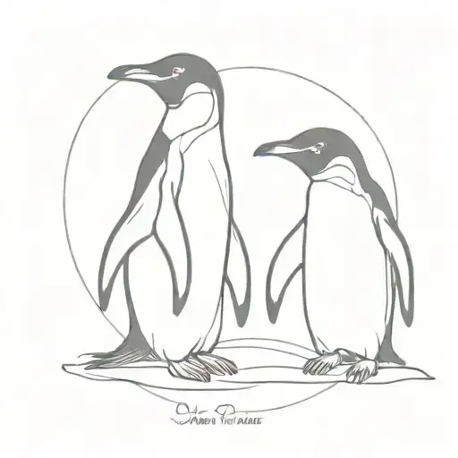 penguin love tattoo design idea