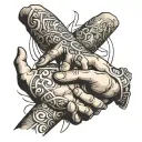 creation of Adam hands pointing tattoo design idea