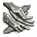 creation of Adam hands pointing tattoo design idea