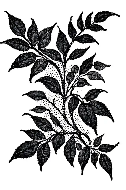 willow vine dotwork dark tattoo design idea