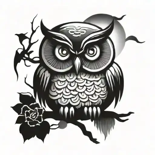 Japanese Style Owl tattoo design idea