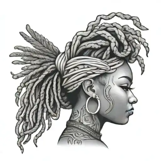 curvy african loc queen tattoo design idea