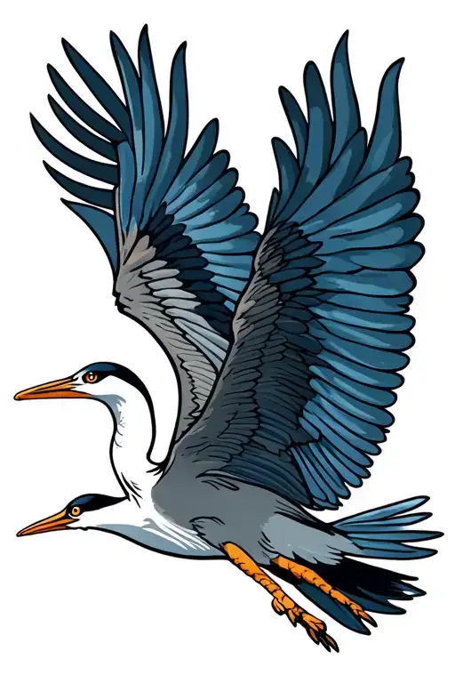 heron flying tattoo design idea