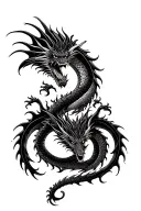 twin dragons fighting tattoo design idea