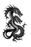 twin dragons fighting tattoo design idea