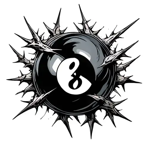eight ball and thorns tattoo design idea
