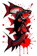 pices fish good vs evil tattoo design idea