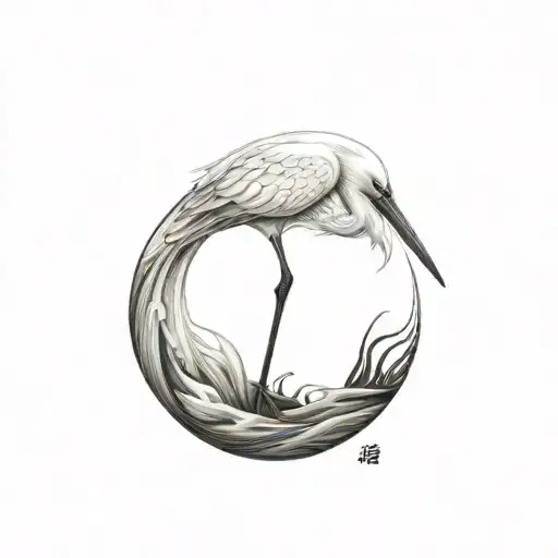 Coverup egret tattoo design idea