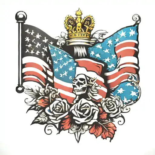 American and Polish flag tattoo design idea
