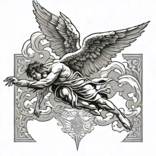 icarus falling angel tattoo design idea