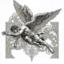 icarus falling angel tattoo design idea