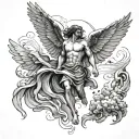icarus falling angel tattoo design idea
