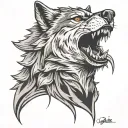 wolf with a grin tattoo design idea