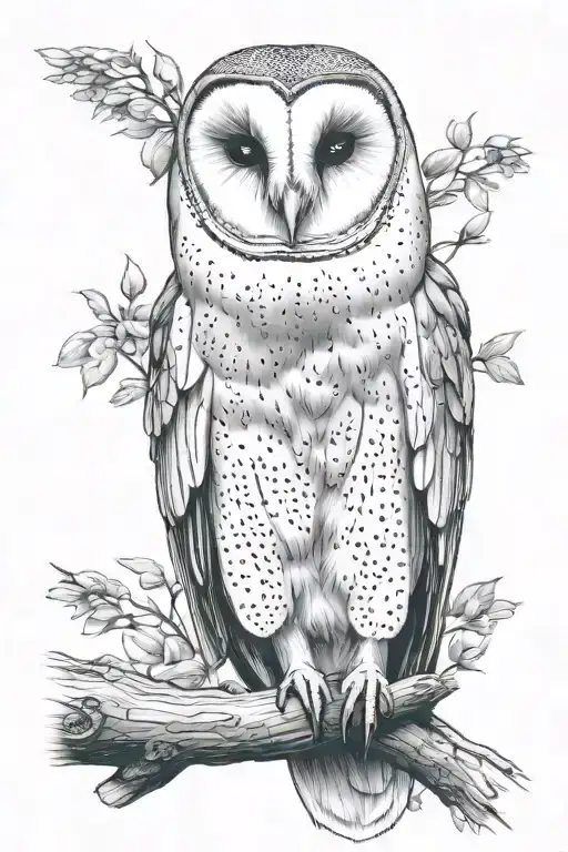 barn owl sitting tattoo design idea