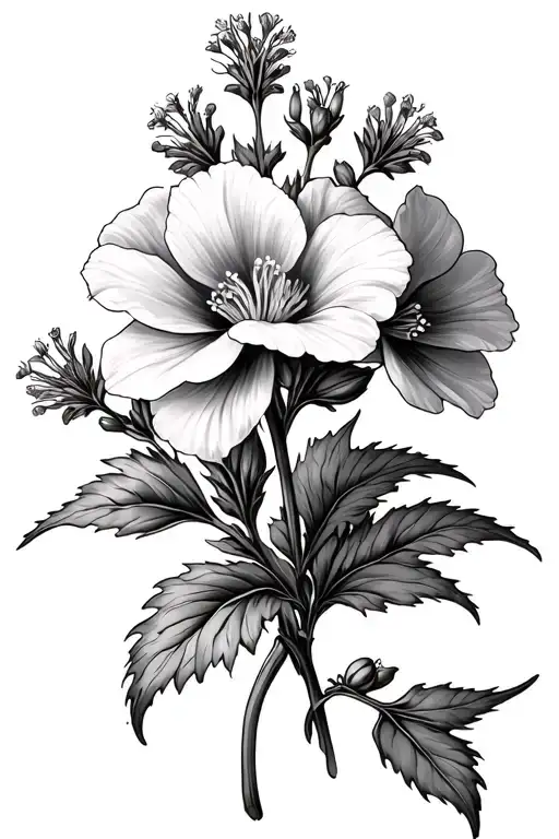 vervain flower and sweet pea flower tattoo design idea
