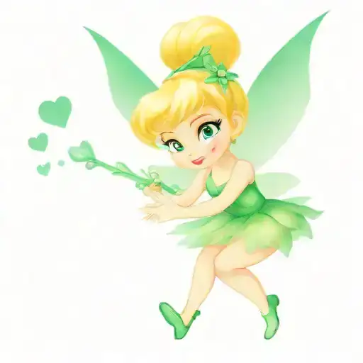 tinker bell with hearts date 09 08 17 / 01 28 78 tattoo design idea