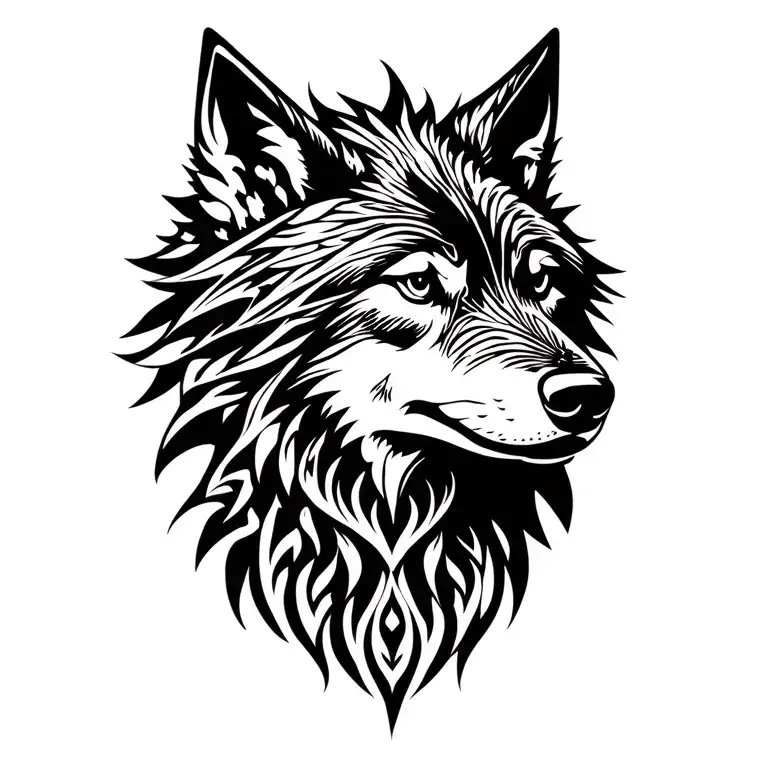 nordic wolf head tattoo design idea